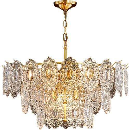 LED Postmodern Copper Glass Designer Round LED Chandelier Lighting Lustre Suspension Luminaire Lampen For Dinning Room
