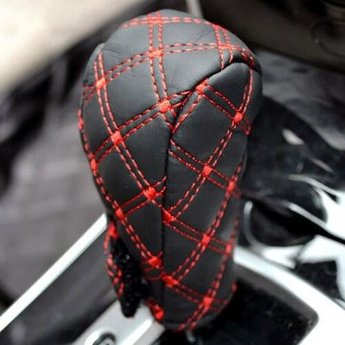 Universal Hand Brake Cover PU Leather Gear Shift Cover Black Red & White
