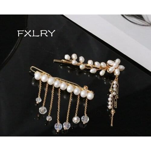 FXLRY Original Handmade Natural Pearl Vintage Tassel Hairpin Elegant Hairpin Headdress Side Clip