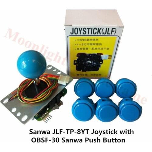 High Quality original Sanwa kit JLF-TP-8YT 5Pin Joystick+ 6pcs OBSF-30 Sanwa Push Buttons for DIY Arcade Mame Jamma kit