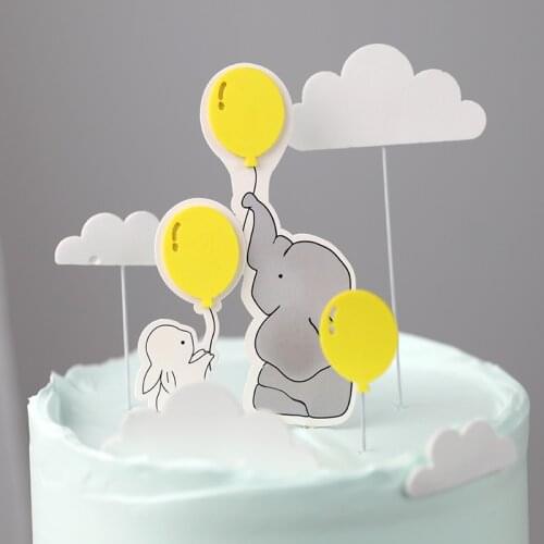 1PC/3PCS Elephant Cloud Balloon Cake Topper 1st Birthday For Wedding Supplies Baby Shower Baking Dessert Kid Love Gifts