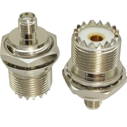 1pce Adapter UHF female SO239 to SMA jack M16 bulkhead panel mount connector F/F