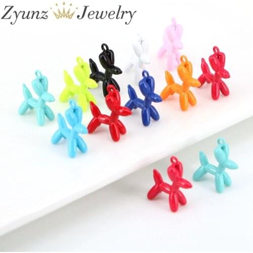 20PCS, Enamel Balloon Dog Charm Pendant, Neon Yellow Orange Purple Green Pink Jewelry Necklace Bracelet Making Wholesale Jewelry