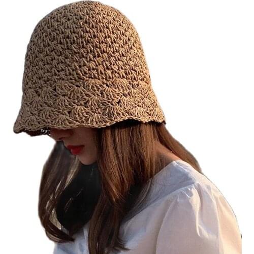 2021 straw hat womens summer sunscreen bucket fisherman hat women