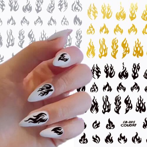 4 Colors Flame Adhesive Simple 3D Nail Stickers Gradient Honeycomb Geometric Transfer Water Sliders Manicures Decoration 202\1