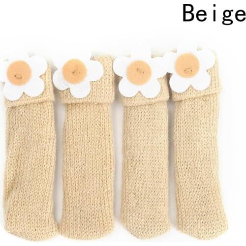 4pccs Floor Protection Chair Foot Cover Leg Pad Furniture Wool Knitting Cover Chair Pads Floor Protector Table Leg Socks Sleeve