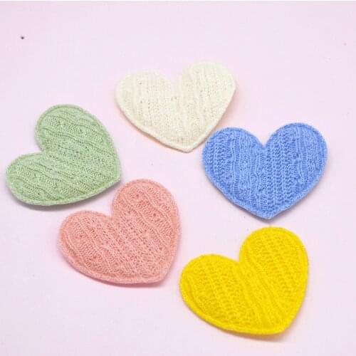 40Pcs/Lot Crochet Heart Padded Appliques For DIY Handmade Children Hair Clip Accessories Hat Clothes Bag Brooch Patches New