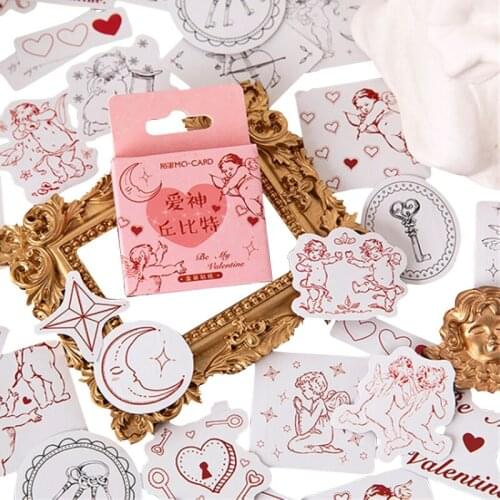 46pcs Boxed Sticker Cupid Series Creative Love Sealing Sticker Flakes Scrapbooking Girl School Supplies Stationery