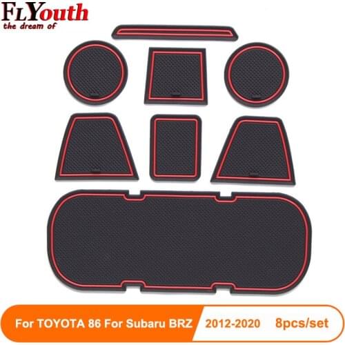 Car Gate Slot Pad For TOYOTA 86 For Subaru BRZ 2012-2020 Interior Door Pad/Cup Non-slip mats red blue white 8PCS