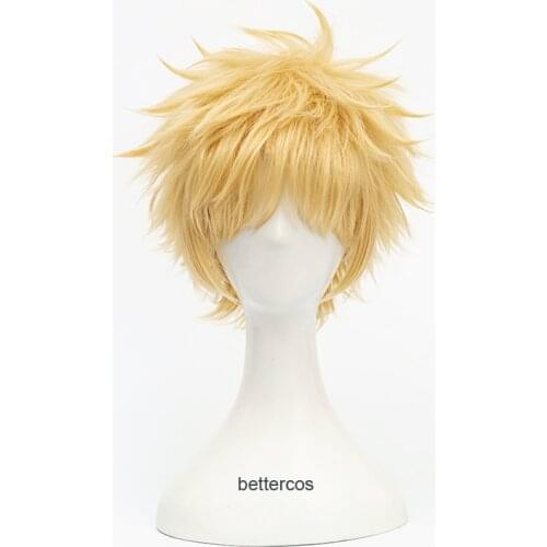 Anime Haikyuu!! Kei Tsukishima Cosplay Wigs Short Light Blonde Wig Haikyu Heat-resistant Fiber Hair + Wig Cap+Glasses