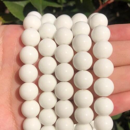 Natural Stone Beads Tridacna Stone White Round Loose Spacer Beads For Jewelry Making Diy Bracelet Necklace 15"Inch 4/6/8/10/12mm