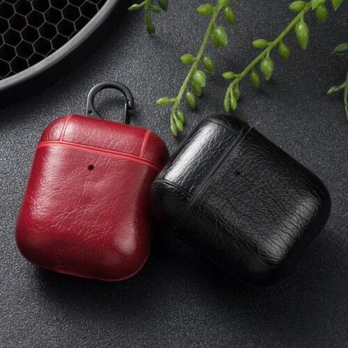 Cover For AirPods 2 1 Luxury Leather Bluetooth Wireless Earphone Case Cover For Apple Air Pods 1 2 Covers Funda Charging Box Bag