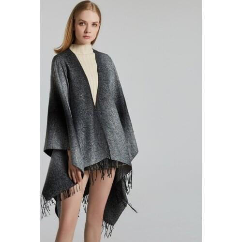 FXAASS New 2020 Autumn Winter Shawl Fashion Poncho Women Cashmere Scarf Lady Luxury Blanket Warm Pashmina Gradient color Cape