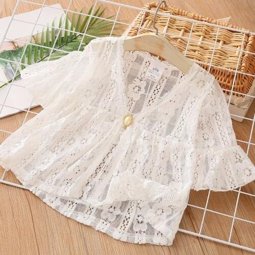 2020 Summer 3 4 6 8 10 12 Years Half Sleeve V Neck Breathable Beach Running Sunscreen Kids Baby Girl UV Sun Protection Jacket