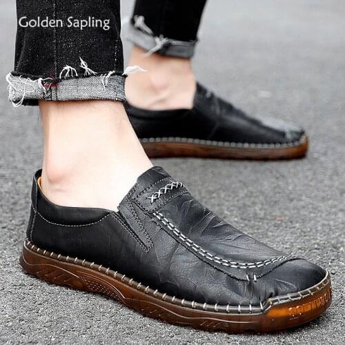 Golden Sapling Retro Men Loafers Classics Leisure Flats Fashion Mens Casual Shoes Genuine Leather Loafers New Slip on Moccasins
