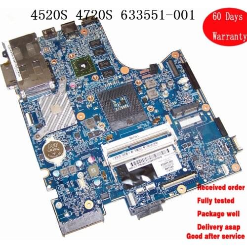 Placa Motherboard For HP 4520S 4720S Laptop Motherboard 633551-001 100% Work Perfect