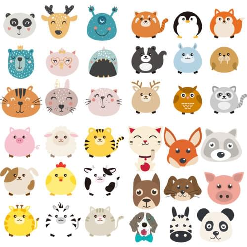 Cute Small Animal Combinatio Top Iron Patches for Clothing Heat Transfer Stickers DIY T-shirt Children Clothing Application E