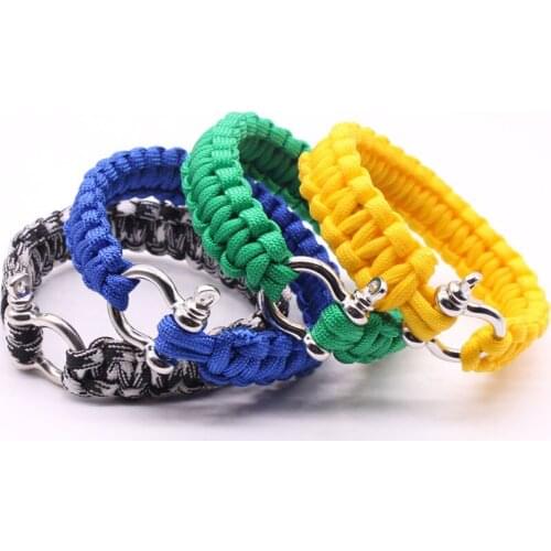 New Arrival Mens Stainless Steel Anchor Shackles Leather Bracelet Surf Nautical Sailor Men Wristband Jewelry Survival Bracelet