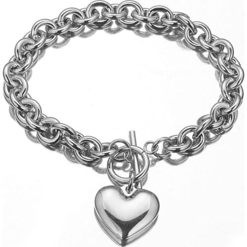 New Style 8MM 7-11" Womens Heart Bracelet 316L Stainless Steel O-Chain Bracelet Four Selection