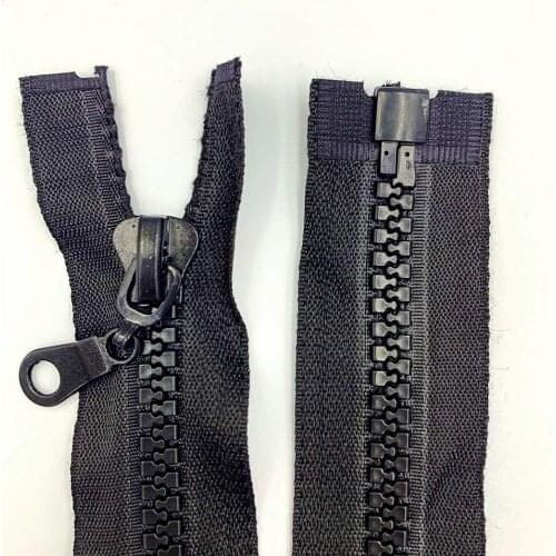 2pcs 10# ( 27.5-47 Inch )Bulk Separating Resin Jacket Zippers for Sewing Coats Jacket Zipper Black Molded Plastic Zippers