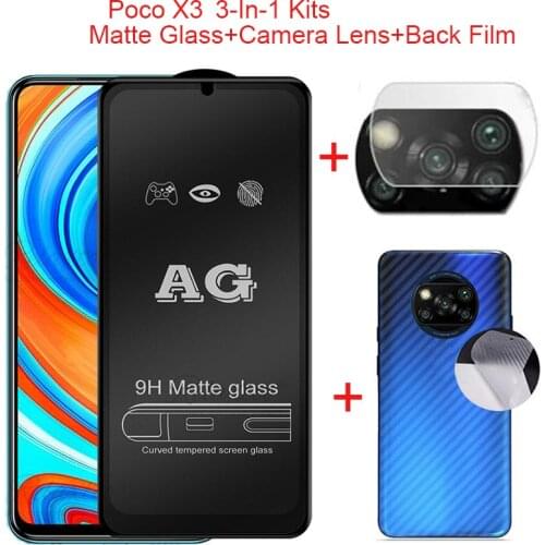 Camera Lens Film+2.5D 9H Matte Anti FingerPrint Screen Protector For POCO X3 NFC Full Coverage Explosion-Proof Glass Film
