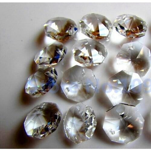 14mm Clear Crystal Octagon Beads In One Hole Free Shipping