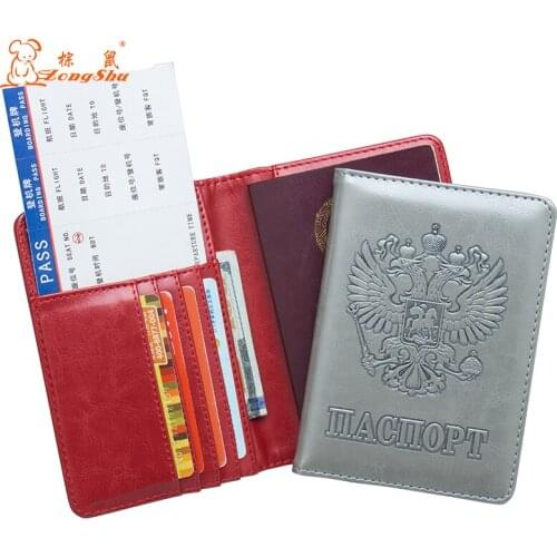 Russian RED oil double-headed eagle Complex and novel Passport Holder Built in RFID Blocking Protect personal information