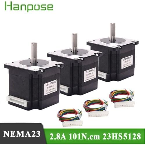3PCS 23HS5128 Stepper Motor 57x51mm 2.8A 101N.m D = 8mm 6.35mmFor 3D Printer Monitor Equipment
