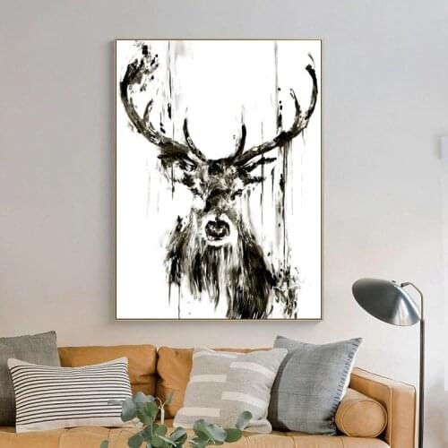 Modern Abstract Animal Deer Pictures Canvas Painting Posters and Prints Cuadros Wall Art Pictures for Living Room Decoration