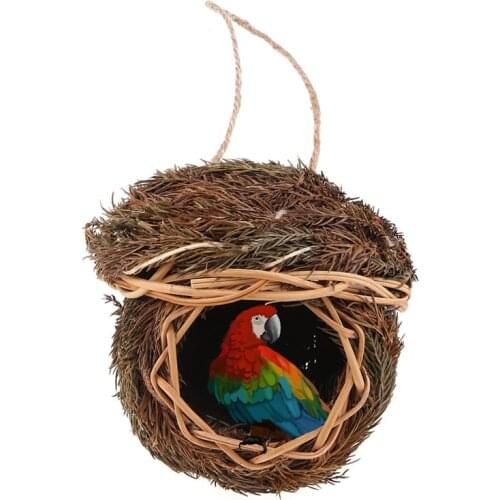 Hand-Woven Bird House Grass Bird Nest Shelter Hut Small Bird Hideaway Outside Sparrows Hanging Resting Place for Hummingbird