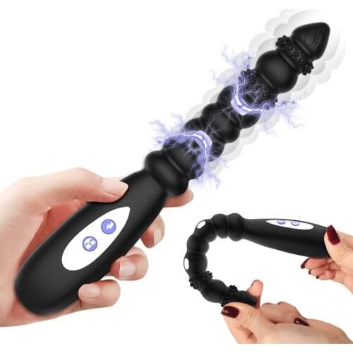 Electric Shock Pulse Anal Beads Dildo Vibrator Men Prostate Massager Female G-Spot Clitoris Stimulator Adult Sex Toys For Woman