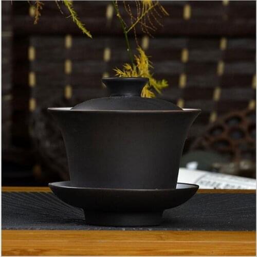 High Quality Teaset Elegant Gaiwan Chinese Tea Cup purple clay tureen 120ml lid bowl saucer tea brew cup yixing teapot