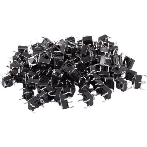 WSFS Hot 100Pcs DIP Through Hole SPST Momentary Tactile Tact Switch 6 x 6 x 5mm
