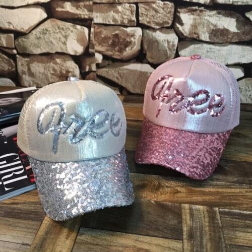 Womens Hats 2021 Best-selling New Duck Tongue Mesh Caps Japanese and Korean Style Fashion Trend Sequined Baseball Cap