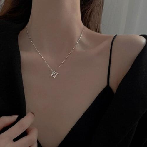 VENTFILLE 925 Sterling Silver Double Circle Necklace for Women Simple Clavicle Chain Wedding Necklace