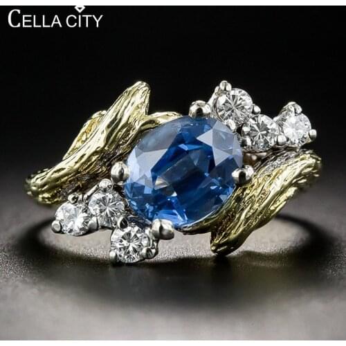 Cellacity Sapphire Ring for Women Silver 925 Jewelry with Gemstones Branch Vine Trendy Female Accessory for Party Wholesale Gift