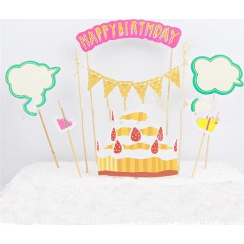 1set Cake Happy Birthday Cake Topper Cake Flags Baby Shower Birthday Party Decoration Children Kids Favor Party Supplies