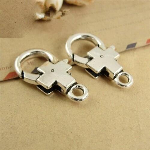 10pcs/lot 15x29MM Antique Silver Lobster Clasp Hooks For Necklace Bracelet Chain DIY Jewelry Accessory Findings Components