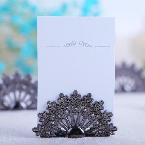 10pcs/lot Originality Metal Restoring Fan Cute Place Card Holder/ Table Name Number Holder Party Decoration Supplies