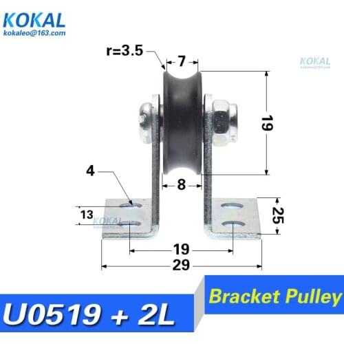 [U0519+U]10pcs triangular bracket U Grooved plastic POM black bearing wheel roller with U/2L with base bearing wheel 5X19X7mm