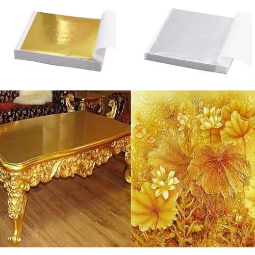 100Pcs/Set Gold Silver Foil Gliding Sheets Cake Mask Decorative Table Paper Sticker Diy Craft Decoration