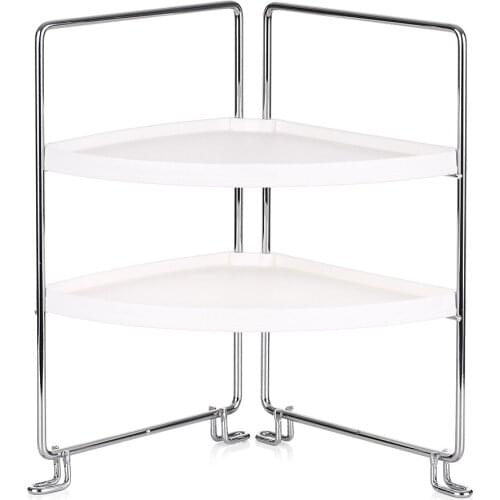 2-Tier Storage Rack Corner Freestanding Stackable Storage Organizer Shelf for Kitchen Bathroom Countertop Cabinet Storage Rack