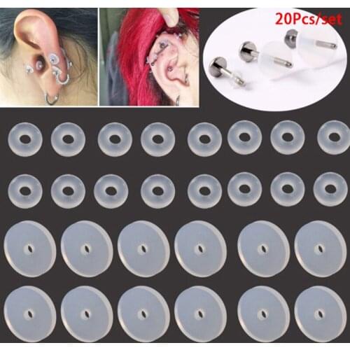 20Pcs Piercing Healing Discs Soft Anti Hyperplasia Anti-sagging Fixed Rings For Nose Ear Cartilage 1.2*7mm/1.2*9mm /1mm