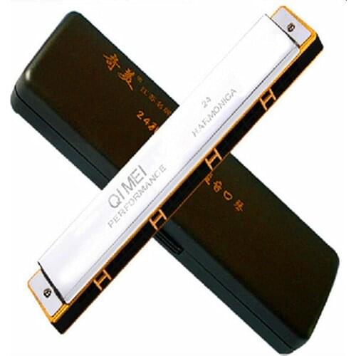 24 Hole Harmonica Tremolo Accent Gaita De Boca Harmonica c High Quality Mouth Ogans Silver Music Instrument 24 Hole Harmonica