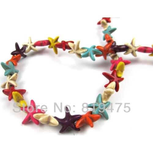 38 pieces/lot) 14.5mm Synthetic StoneStarFish Assorted Color loose beads for jewelry making
