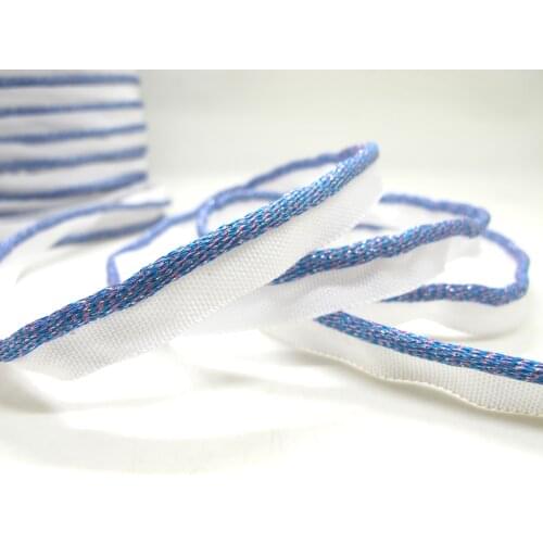 5 Yards 3/8 Inch Blue and White Glittery Piping Lip Cord Trim|Pillow Cushion Trim|Upholstery Edging Trim Sewing Supplies