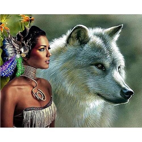5d Diamond Art Wolf Beauty Mosaic Embroidery Painting Rhinestone Drawing Picture Home Wall Papers Handcraft Gift Beadwork New