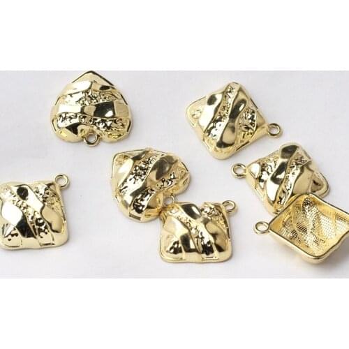 6pcs /lot Zinc Alloy Golden Solid Geometry Charms Heart Square Charms For DIY Fashion Jewelry Earrings Making Accessories