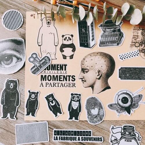 64PCSBlack bear Sticker Decoration DIY Ablum Diary Scrapbooking Label Sticker Cute Stationery