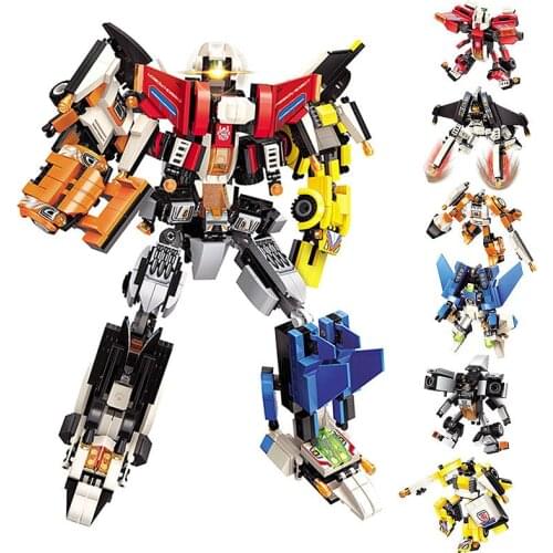 891Pcs 6 IN 1 Mecha Deformation Tobot Toy Hero Destroyer Cars Vehicle Building Blocks Sets Bricks Educational Toys for Chiildren